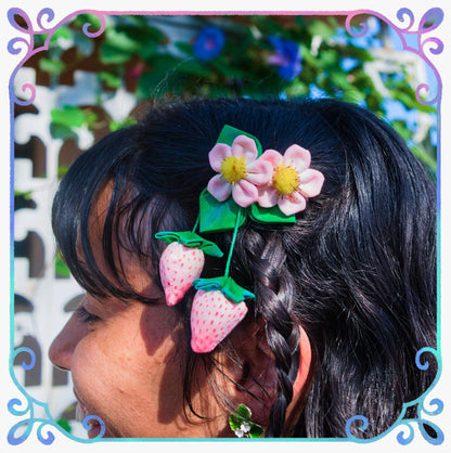 [Pacote com 10] Presilha Whimsy da Strawberry Court (Presilha de cabelo sem perfume)